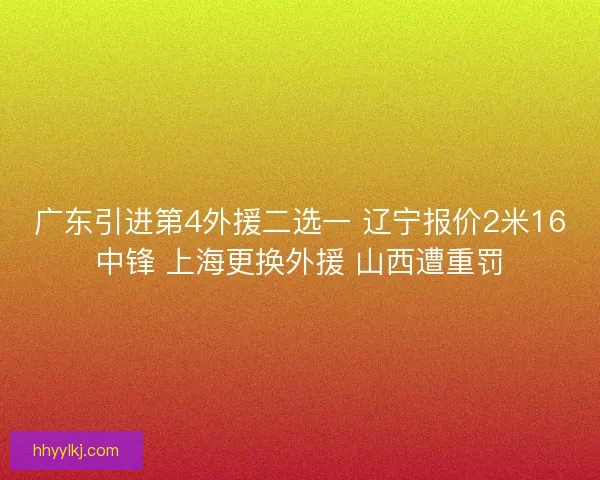 广东引进第4外援二选一 辽宁报价2米16中锋 上海更换外援 山西遭重罚